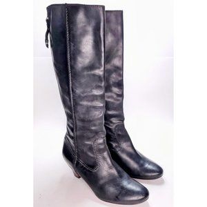 FRYE Steffi Back Zip Knee High Riding Boot Distressed Charcoal Grey Leather Sz 9